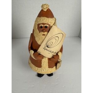 Suze Potter Certa Clause Santa Figurine Bank red clay pottery Folk Art
